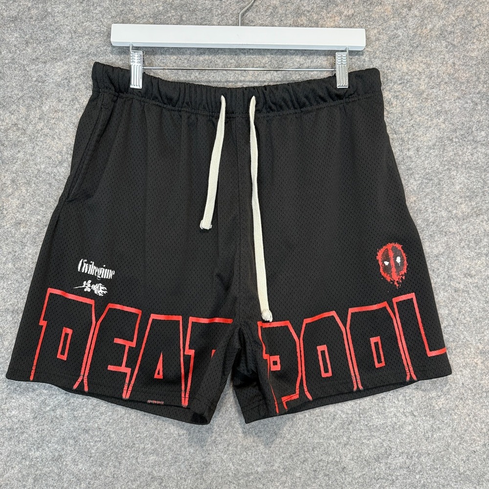 Civil CR Marvel Dead Pool Mesh Shorts Mens Large Heavyweight Superhero Collab